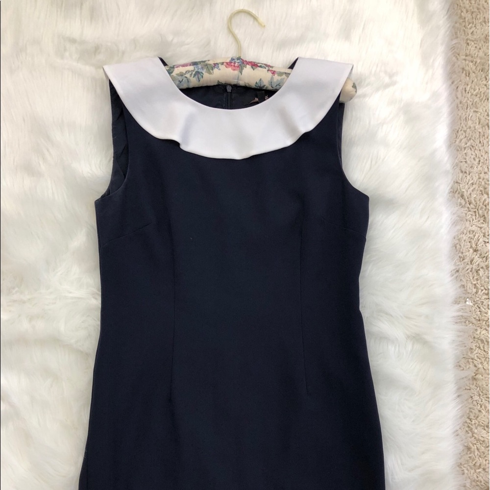 Alex Marie Office black dress with white ruffles